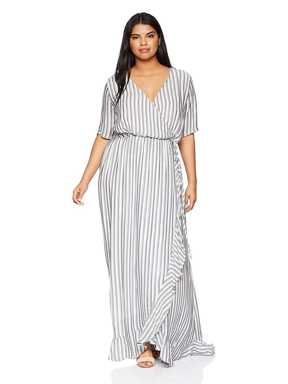Rachel Pally blue and white striped wrap maxi dress